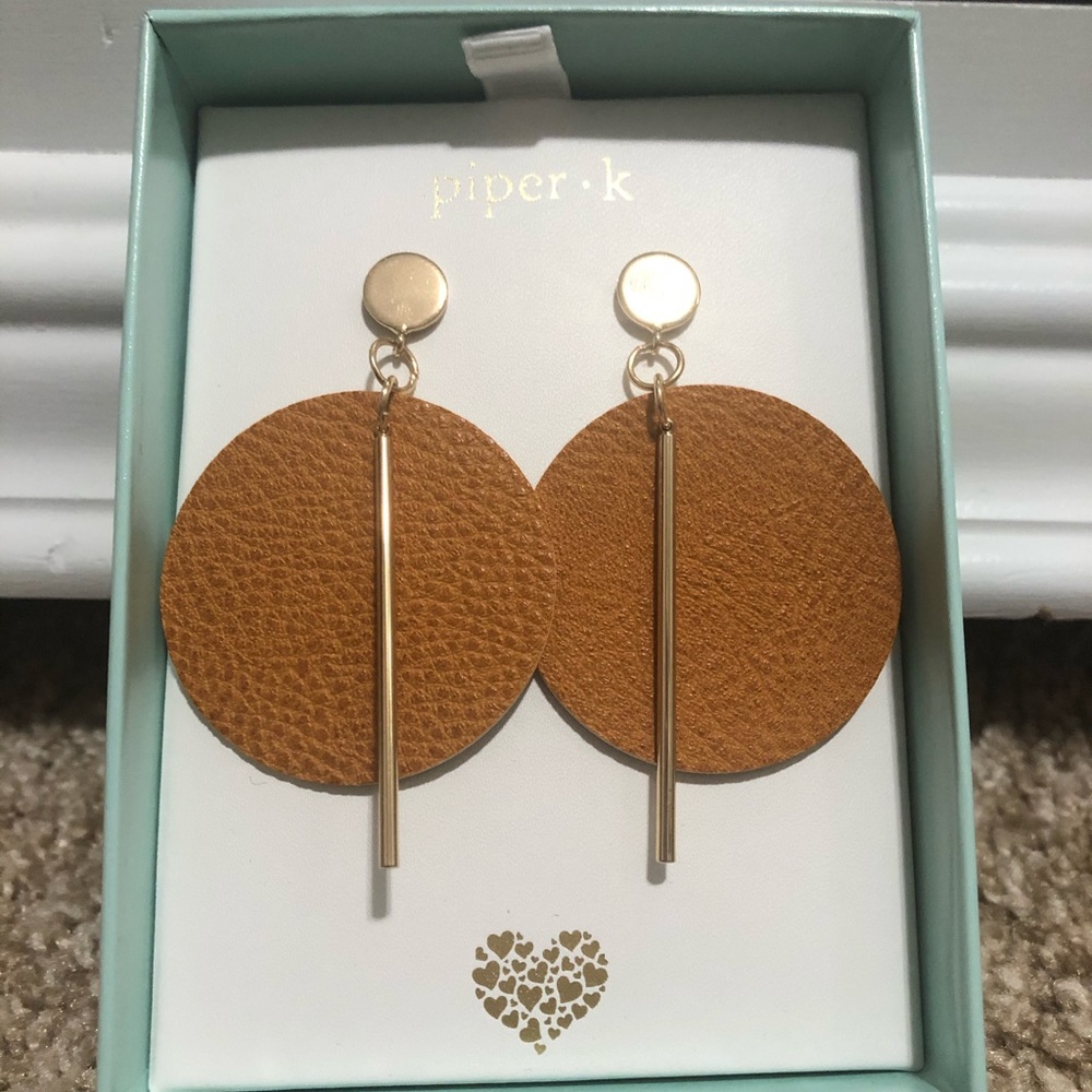 Gold and faux leather earrings